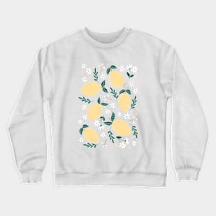 Summer Lemons on Aqua Blue Crewneck Sweatshirt